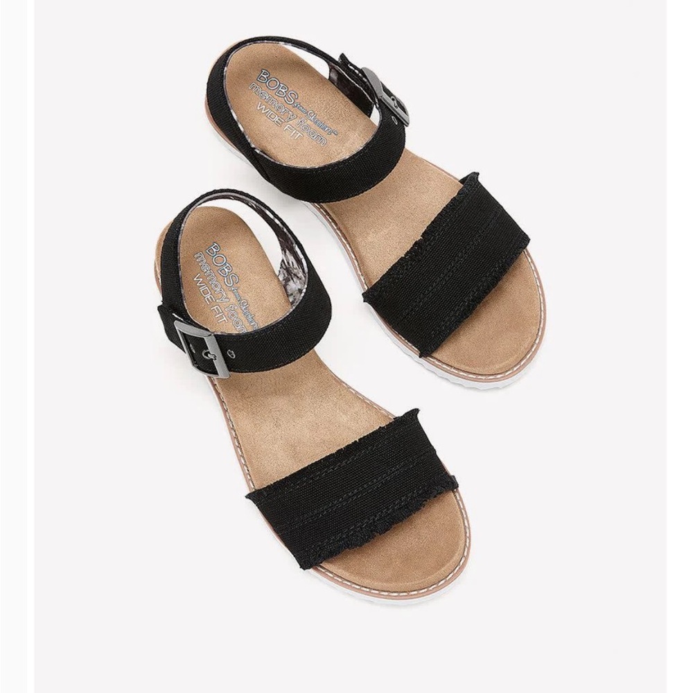 Sketchers Wide Width, Desert Kiss Black Strap Sandal
